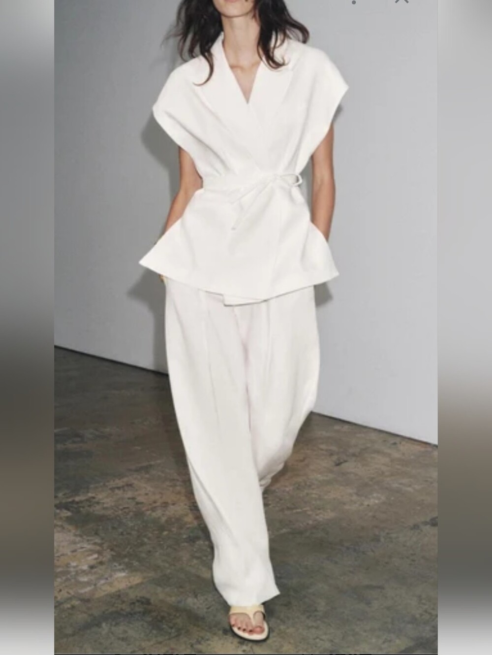 Zara Linen Blend ZW Collection Palazzo Wide Leg Pants - Picture 2 of 15